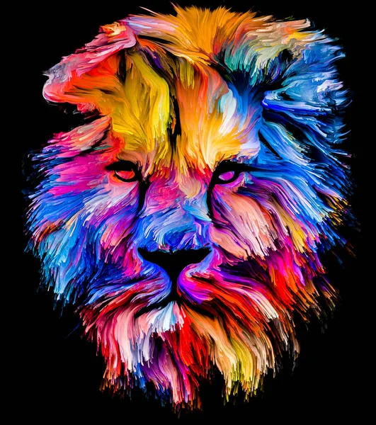 动物绘画系列 五彩斑斓的狮子肖像画 主题是想象力 创造力和抽象艺术 — 图库照片