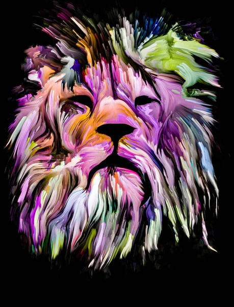 Dierenverf Serie Leeuwenkop Kleurrijke Verf Onderwerp Van Verbeelding Creativiteit Abstracte — Stockfoto