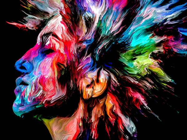 Цветная Женщина Абстрактный Цифровой Портрет Молодой Женщины Тему Творчества Воображения — стоковое фото