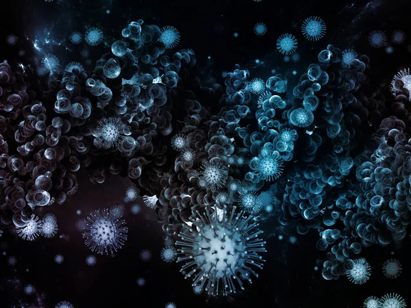 Coronavirus Micro World. Viral Epidemic series. 3D Illustration of Coronavirus particles and micro space elements relevant for virus, epidemic, infection, disease and health