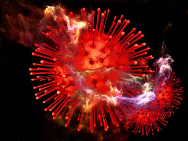 Rendering Red Coronavirus Virus Particle Micro Environment Elements Subject Viral — Stock Photo, Image