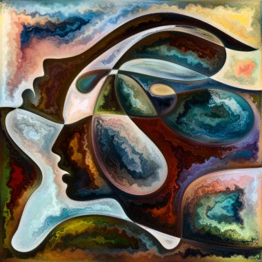 Gökkuşağı Zihni. Colors In Us serisi. Yaşam, drama, şiir ve algı üzerine çalışmalar için insan siluetleri, sanat dokuları ve renklerin arkaplan tasarımı etkileşimi