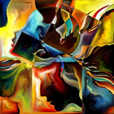 Canlı Zihinler. Colors In Us serisi. Yaşam, drama, şiir ve algı projeleri için insan siluetlerinin, sanat dokularının ve renklerin kompozisyonu