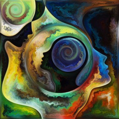 Ego Geometri serisi. İç hayat ve insan zihni üzerine boyanmış cam desenler..