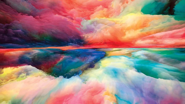 Wish You\'ve Seen It. Landscapes of the Mind series. Design of bright paint, motion gradients and surreal mountains and clouds as a metaphor for life, art, poetry, creativity and imagination