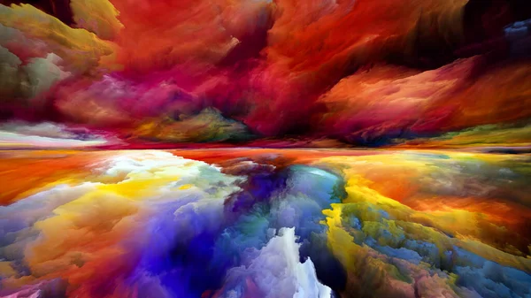 スペクトル山脈 現実逃避シリーズ 風景画 想像力 創造性と芸術の主題のためのシュールな日の出の色とテクスチャの構成 — ストック写真