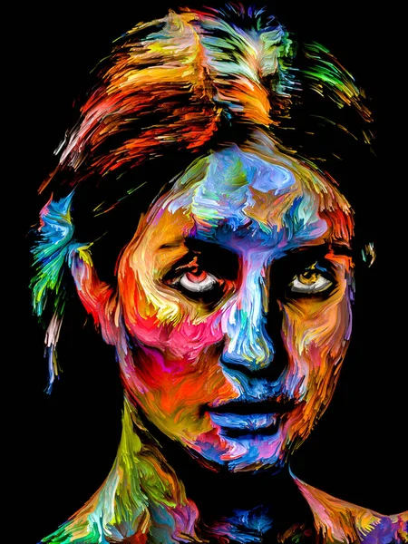 Pessoas Série Cores Retrato Abstrato Pintado Colorido Mulher Jovem Sobre — Fotografia de Stock