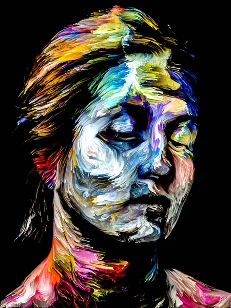 Mensen Van Color Serie Veelkleurig Abstract Portret Van Jonge Vrouw — Stockfoto