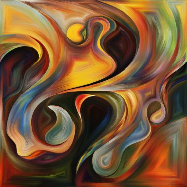 Form Sevinity serisi. Sanat, tasarım, yaratıcılık ve hayal gücü konularındaki renkli şekillerin ve dokuların kare arkaplanı.