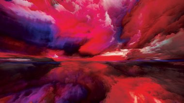 Gökyüzü Rüyaları. Gerçekliğe Kaçış dizisi. Manzara resmi, hayal gücü, yaratıcılık ve sanat projeleri için gerçeküstü gün batımı renklerinden ve dokulardan oluşan arkaplan