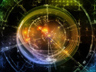 Concentric Teknoloji serisi. Serbest simetrik fraktal yapıların etkileşimi ve bilim ve modern teknoloji üzerine ışık.