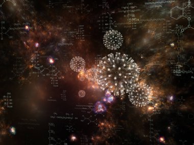 Coronavirus Mikro Dünyası. Viral Salgın Serisi. Coronavirus parçacıkları ve mikro uzay elementlerinin virüs, salgın, enfeksiyon, hastalık ve sağlık projelerinde arka plan görevi görmesi için 3D Illustration