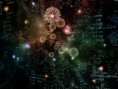 Coronavirus Evreni. Viral Salgın Serisi. Virüs, salgın, enfeksiyon, hastalık ve sağlık konularında çalışmalar için 3 boyutlu Coronavirus parçacıkları ve mikro uzay elementleri