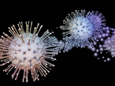 Coronavirus Gerçekliği. Viral Salgın Serisi. Koronavirüs parçacıkları ve mikro uzay elementlerinin virüs, salgın hastalık, enfeksiyon, hastalık ve sağlıkla ilişkili 3D çizimi