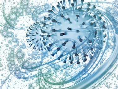 Coronavirus Mikro Dünyası. Viral Salgın Serisi. Coronavirus parçacıkları ve mikro uzay elementlerinin virüs, salgın, enfeksiyon, hastalık ve sağlık projelerinde arka plan görevi görmesi için 3D Illustration