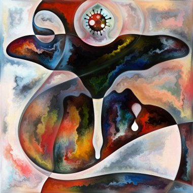 Virüs serisini girin. Virüs salgını, ölüm, ölme, şiir ve yaşam draması üzerine siyah kuğu, insan ve viral siluetlerin renkli kompozisyonu.