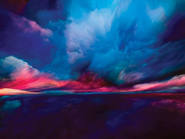 Spectral Clouds.  Escape to Reality series. Backdrop design of surreal sunset sunrise colors and textures for works on landscape painting, imagination, creativity and art