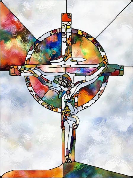 Faith Light Cross Stained Glass Series Design Composed Organic Church — Stock Photo, Image