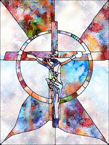 Textur Des Glaubens Kreuz Der Glasmalerei Serie Kreative Anordnung Organischer — Stockfoto