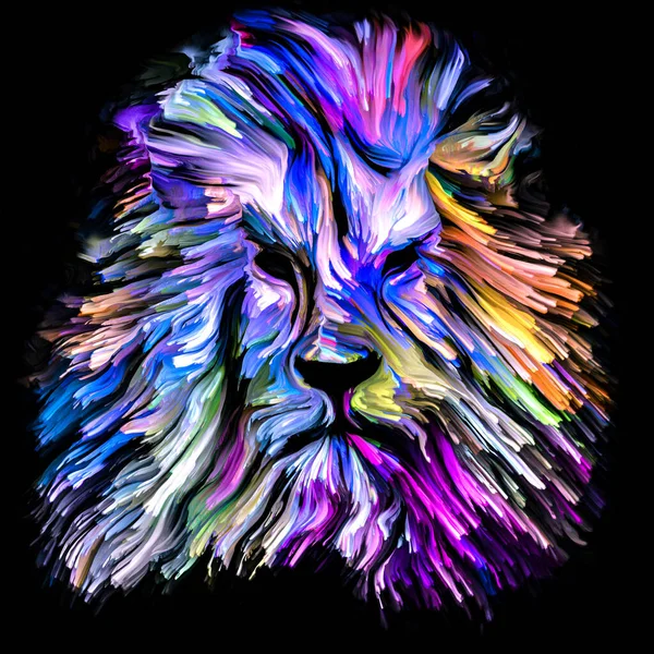 Animal Paint Series Lion Form Colorful Paint Subject Imagination Creativity — Stock Photo, Image