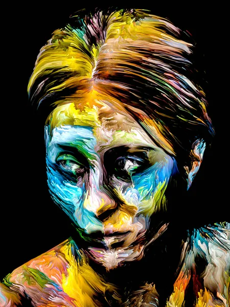 Színes Sorozat Fényes Portré Fiatal Nőről Kreativitás Képzelet Művészet Témakörében — Stock Fotó