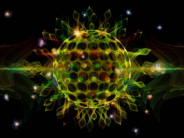 ウイルスシリーズ 抽象的な顕微鏡環境での半透明のウイルス粒子 3DレンダリングCovid 19流行 世界的なパンデミック 研究の対象 — ストック写真