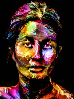 Renkli Kadın serisi. Yaratıcılık, hayal gücü ve sanat konusunda genç bir kadının doğal medya portresi.