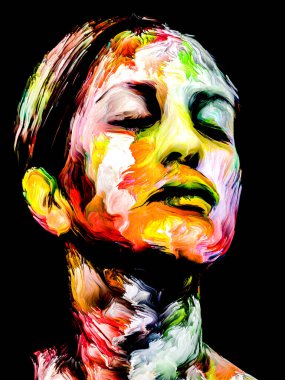 Renkli Kadın serisi. Yaratıcılık, hayal gücü ve sanat konularında genç bir kadının parlak portresi.