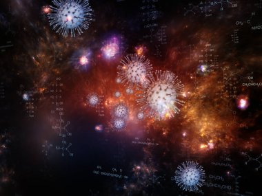 Coronavirus Gerçekliği. Viral Salgın Serisi. Virüs, salgın hastalık, enfeksiyon, hastalık ve sağlık konularındaki tasarımları tamamlamak için üç boyutlu Coronavirus parçacıkları ve mikro uzay elementleri