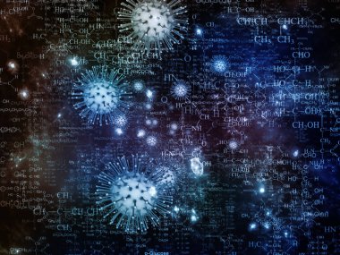 Coronavirus Araştırma. Viral Salgın Serisi. Coronavirus parçacıkları ve mikro uzay elementlerinin virüs, salgın hastalık, enfeksiyon, hastalık ve sağlıkla ilgili projelerde 3D çizimi