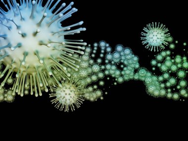 Coronavirus Matematik. Viral Salgın Serisi. Virüs, salgın, enfeksiyon, hastalık ve sağlık konuları için 3 boyutlu Coronavirus parçacıkları ve mikro uzay elementleri