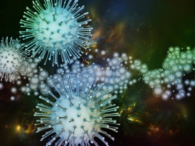 Coronavirus Gerçekliği. Viral Salgın Serisi. Virüs, salgın hastalık, enfeksiyon, hastalık ve sağlık konularındaki tasarımları tamamlamak için üç boyutlu Coronavirus parçacıkları ve mikro uzay elementleri