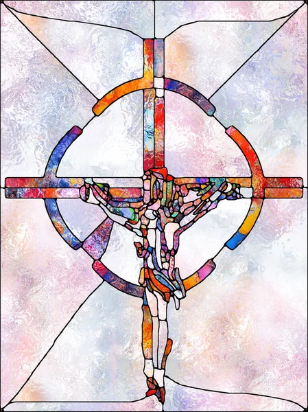 Fractured Faith Cross Stained Glass Series Background Composition Organic Church — Stock Photo, Image