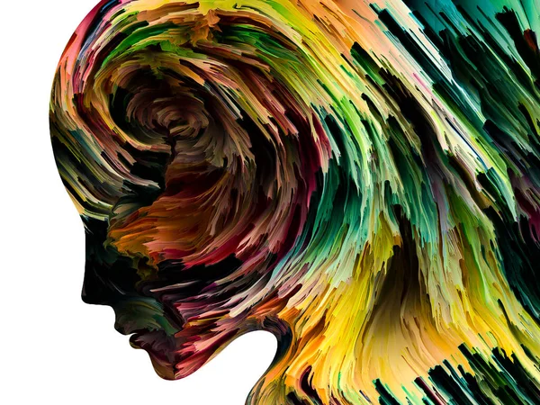 Verstörende Gedanken Dunkle Farbe Bewegung Innerhalb Der Silhouette Des Menschlichen — Stockfoto