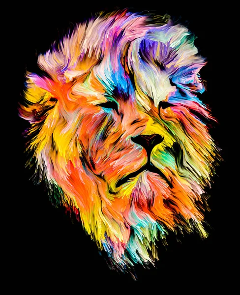 動物ペイントシリーズ ライオンの頭は 想像力 創造性 抽象芸術の対象にカラフルなペイントで — ストック写真