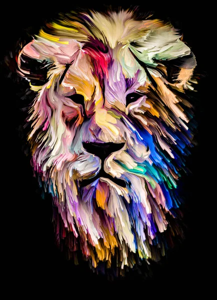 Serie Pintura Animal Cabeza León Pintura Colorida Sobre Tema Imaginación — Foto de Stock