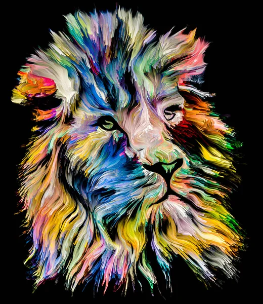 Dierenverf Serie Leeuw Multicolor Portret Levendige Verf Onderwerp Van Verbeelding — Stockfoto
