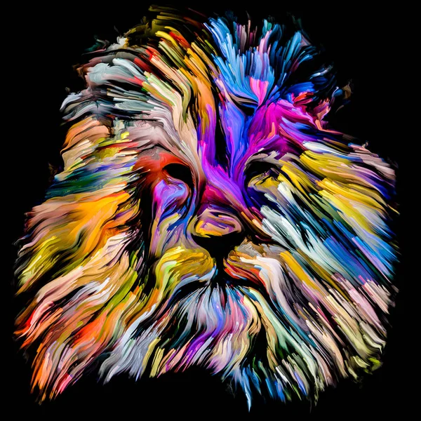 Série Animal Paint Portrait Multicolore Lion Peinture Vibrante Sur Thème — Photo