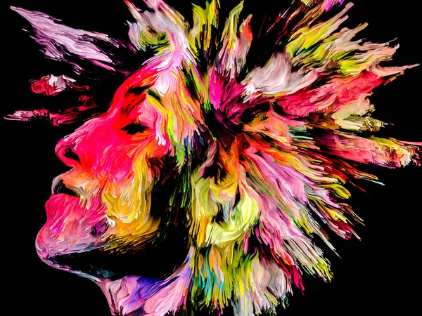 Serial Face Color Potret Closup Abstrak Berwarna Pada Subjek Kreativitas — Stok Foto