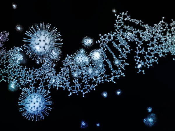 Coronavírus Tér Vírusjárvány Sorozat Koronavírus Részecskék Mikrotér Elemek Illusztrációja Vírussal — Stock Fotó
