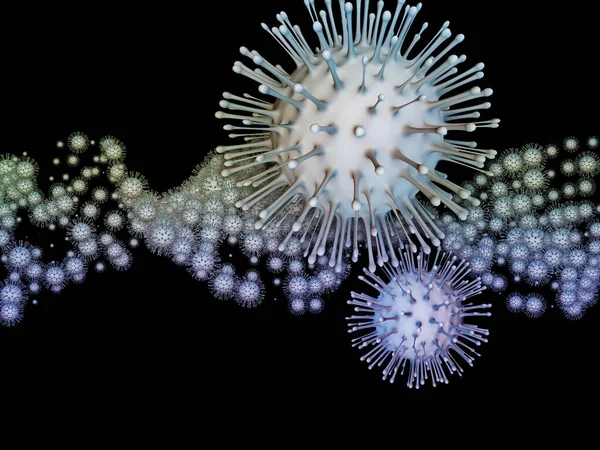 コロナウイルス Micro World ウイルス感染症シリーズ ウイルス 健康に関連するコロナウイルス粒子と微小空間要素の3Dイラスト — ストック写真