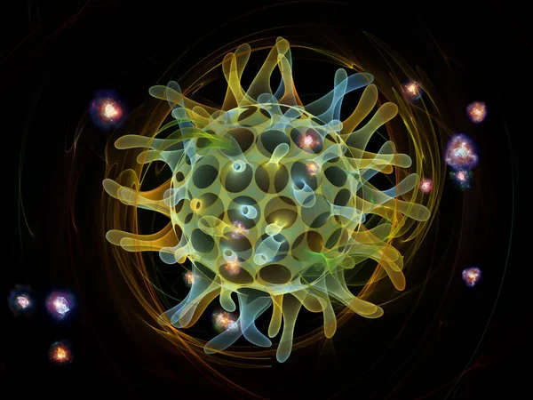 Virusserier Genomskinlig Viruspartikel Abstrakt Mikroskopisk Miljö Rendering Temat Epidemi Global — Stockfoto
