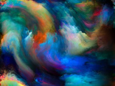 Girdap büküm ve girdap serisi. Renk ve hareket üzerine yağlıboya sanat, yaratıcılık ve hayal gücü ile ilgili projelerde uygun soyut kompozisyon