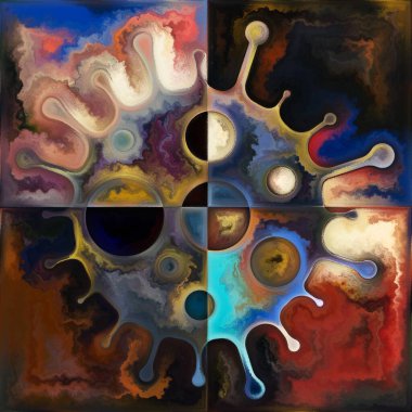 Viral Renk. Soyut koronavirüsün ana hatları ve küresel salgının psikolojik boyutları üzerine zengin dokular.