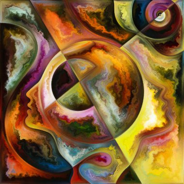 Psikoloji, zihin ve iç dünya üzerine boyanmış insan yüzleri ve dokuları..