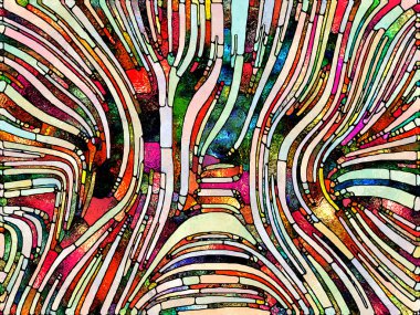 Kırık Dokular. Lekeli Camlar Birliği serisi. Parçalanma, sanat, şiir ve tasarım birliğiyle ilgili renk ve doku parçalarının etkileşimi