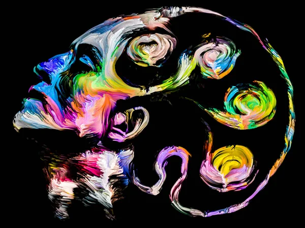 Creatief Verstand Face Paint Serie Menselijk Gezicht Met Geïntegreerd Schilderspalet — Stockfoto
