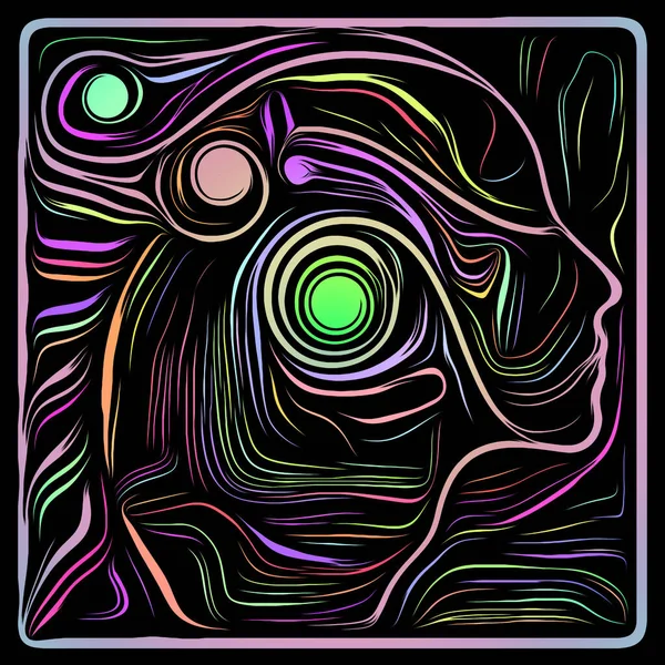 Digital Woodcut Life Lines Series Abstract Background Made Human Profile — Stock Photo, Image