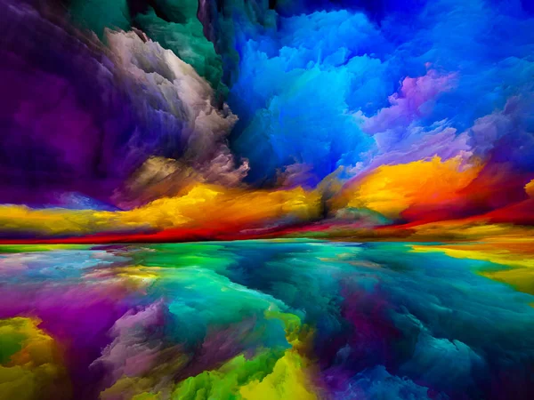 Spectral Mountains. Escape to Reality series. Image of surreal sunset sunrise colors and textures in conceptual relevance to landscape painting, imagination, creativity and art