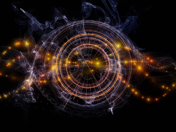 粒子発生器シリーズ 現代技術 理論研究をテーマとしたフラクタルライト パターン 分野の背景 — ストック写真
